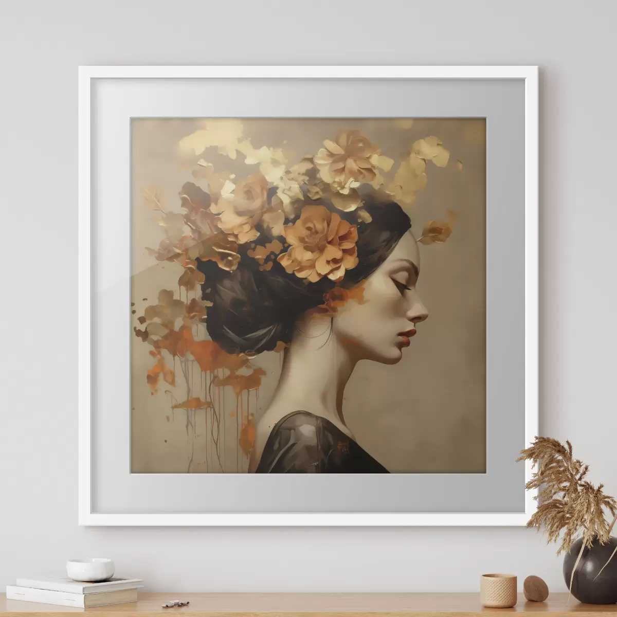 Affiche Reproduction d'un tableau représentant une jeune fille avec des fleurs dans les cheveux f49401