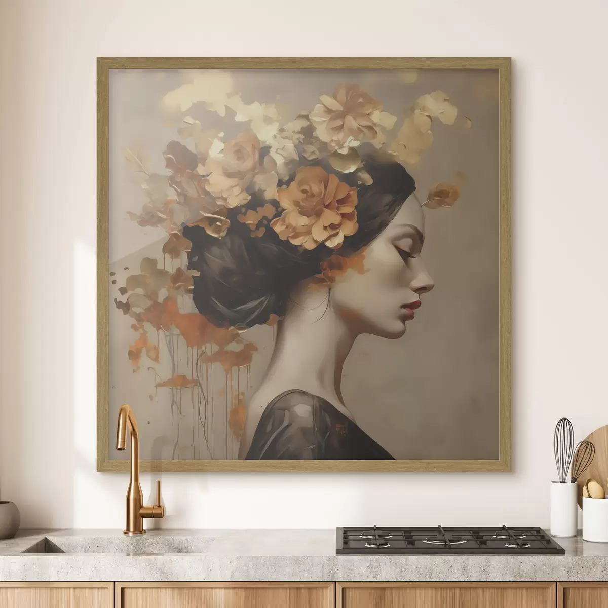 Affiche Reproduction d'un tableau représentant une jeune fille avec des fleurs dans les cheveux f49401