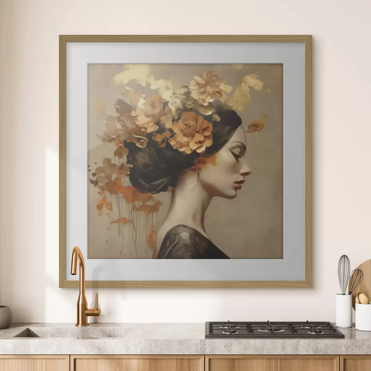 Affiche Reproduction d'un tableau représentant une jeune fille avec des fleurs dans les cheveux f49401