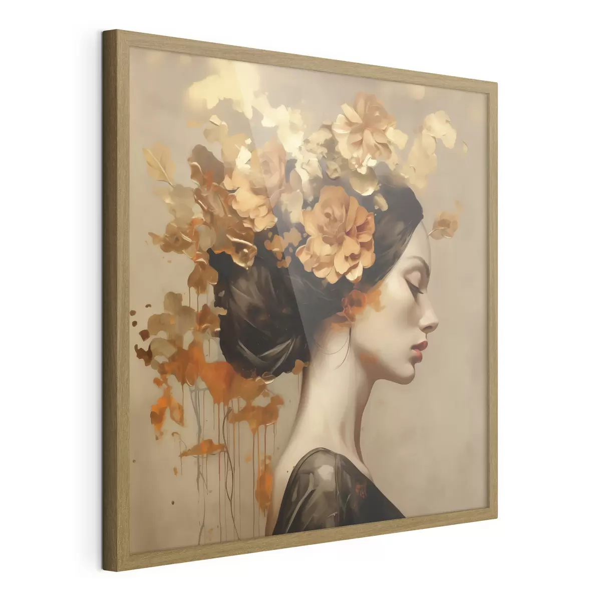 Affiche Reproduction d'un tableau représentant une jeune fille avec des fleurs dans les cheveux f49401