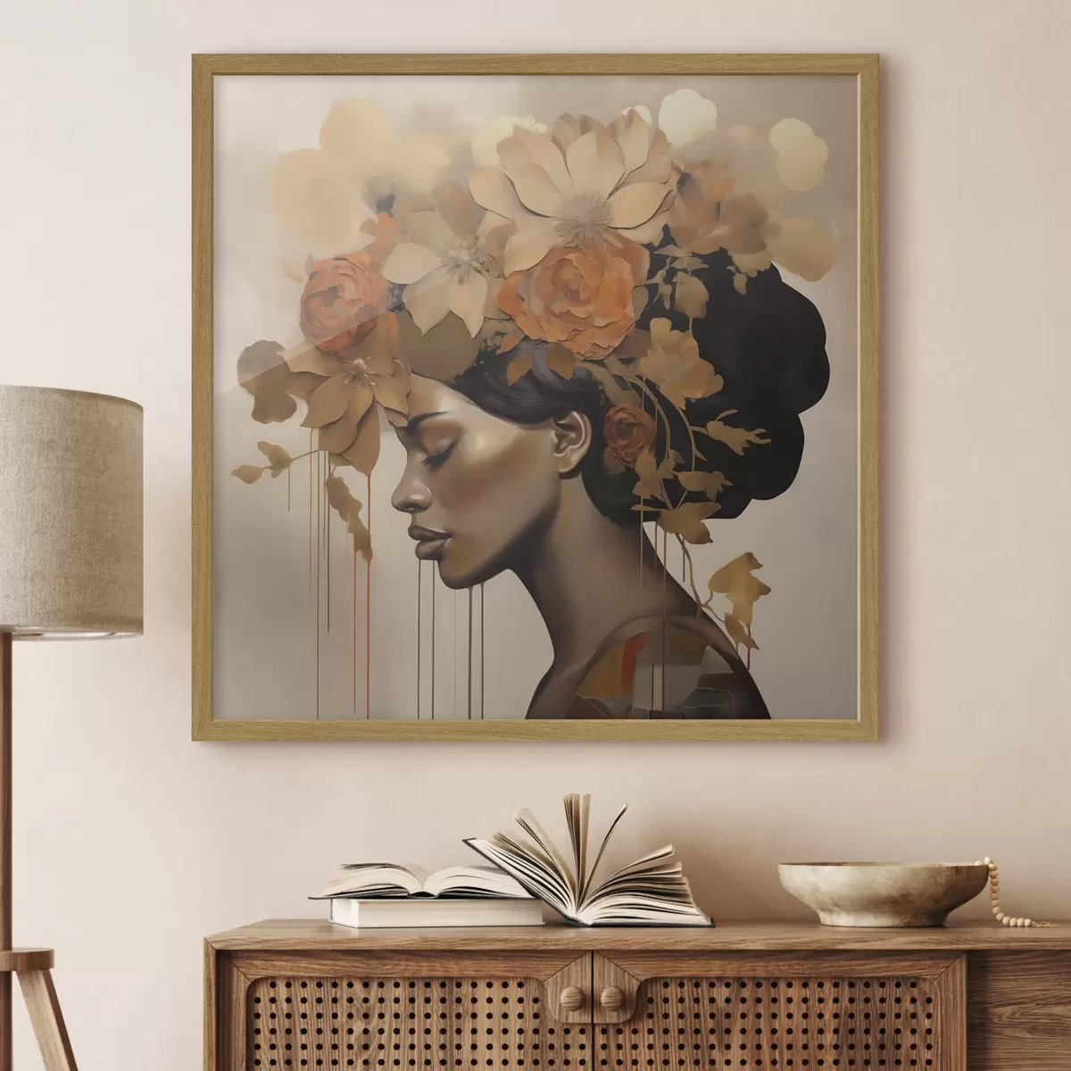 Affiche Reproduction d'un tableau représentant une jeune fille avec des fleurs dans les cheveux f49402