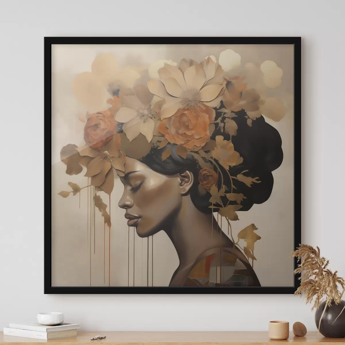 Affiche Reproduction d'un tableau représentant une jeune fille avec des fleurs dans les cheveux f49402