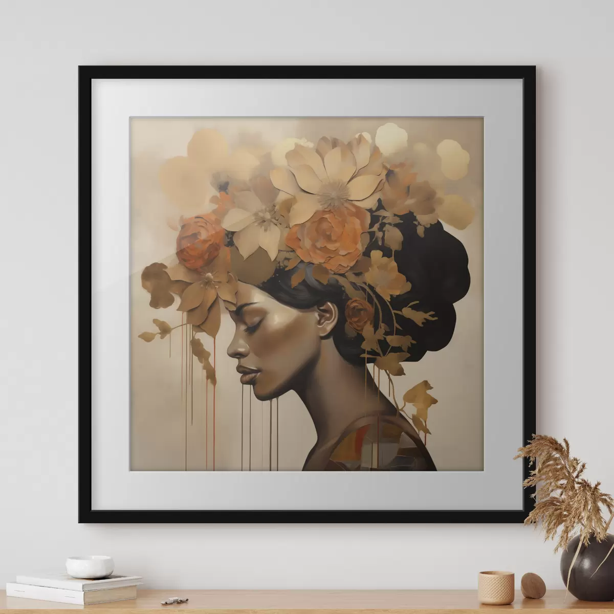 Affiche Reproduction d'un tableau représentant une jeune fille avec des fleurs dans les cheveux f49402