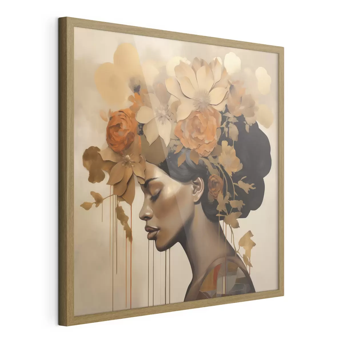 Affiche Reproduction d'un tableau représentant une jeune fille avec des fleurs dans les cheveux f49402