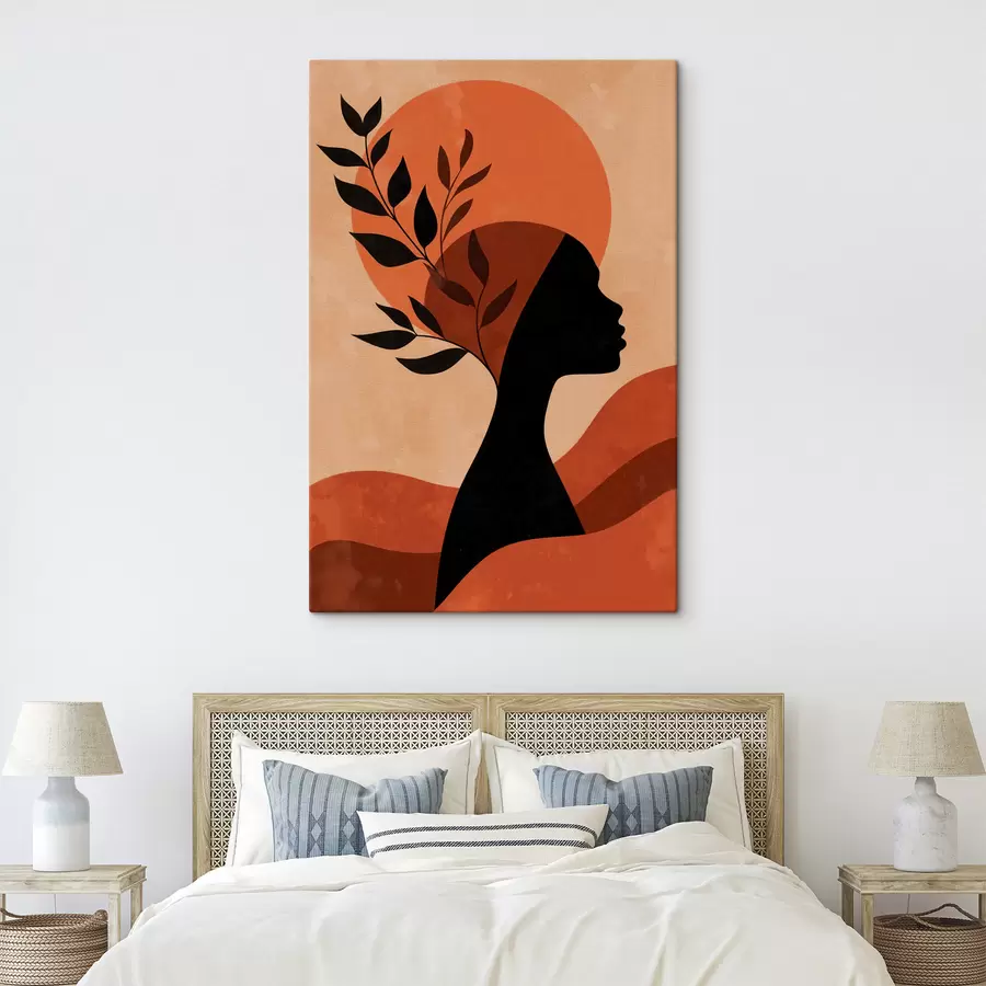  Peintures Silhouette de femme avec des feuilles s49440