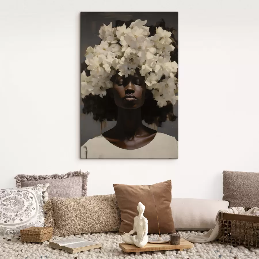  Peintures Femme avec des fleurs blanches s49455