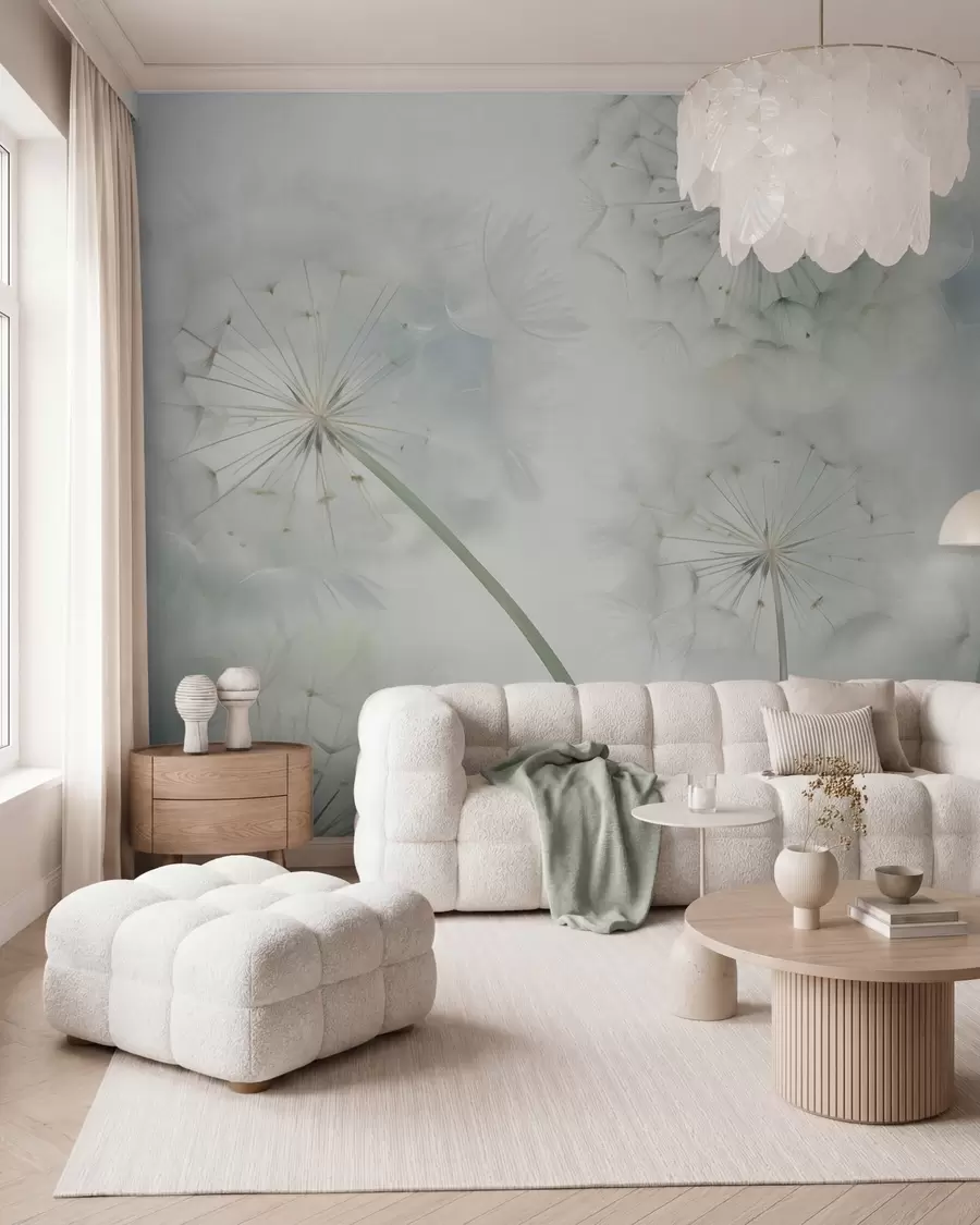 Fotobehang Samenvatting: imitatie van een schilderij met paardenbloemen w05664