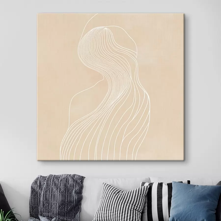  Peintures Silhouette féminine abstraite dessinée au trait blanc dans un style minimaliste s48875