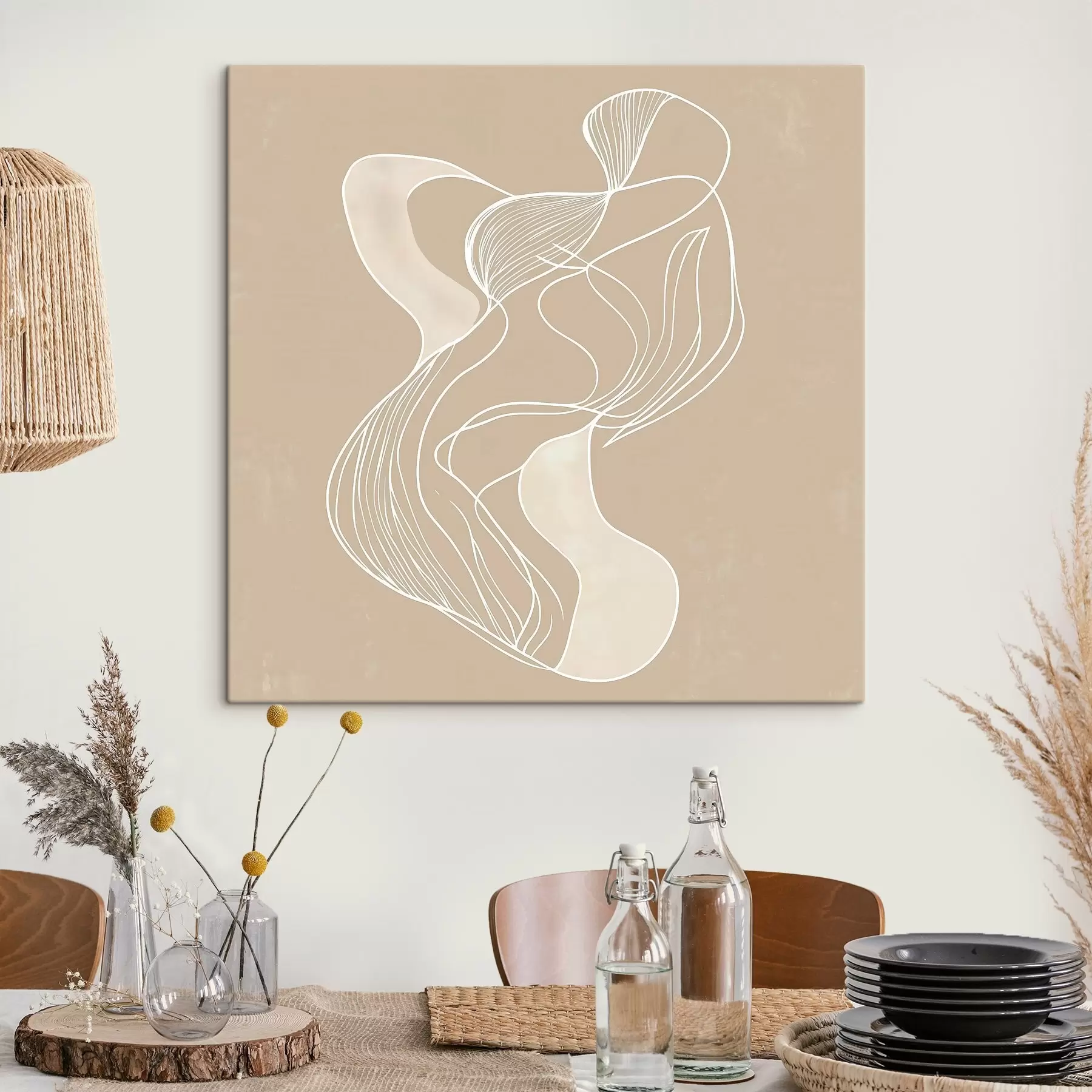  Peintures Motif abstrait élégant composé de lignes fines, dans un style d'art contemporain s48876