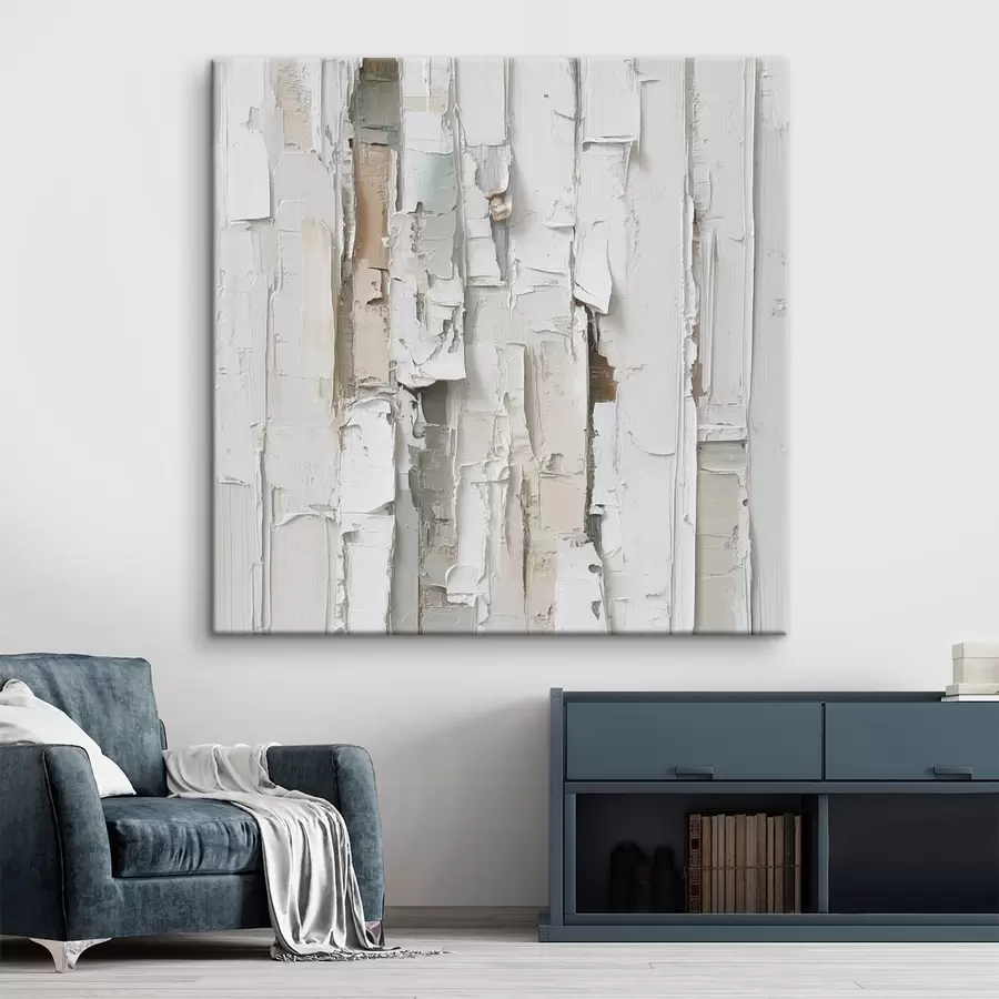  Peintures Composition abstraite aux volumes marqués, dans une palette de gris clair et de beige s48877