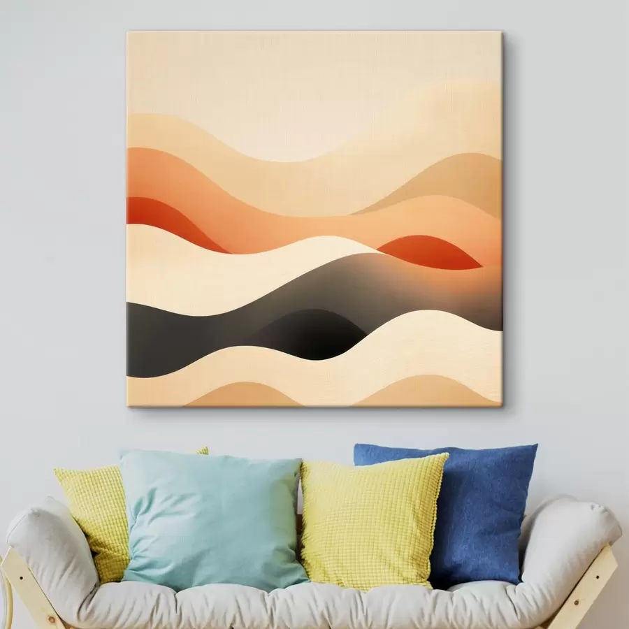  Peintures Paysage contemporain stylisé aux formes ondulées et aux dégradés doux s48880