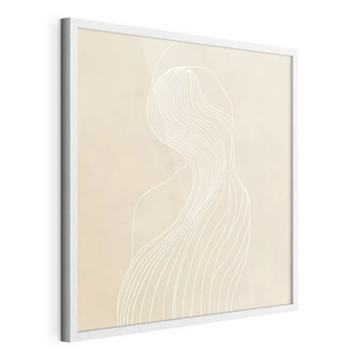 Poster Abstrakt vrouwelijk silhouet in witte lijnen in minimalistische stijl f48875
