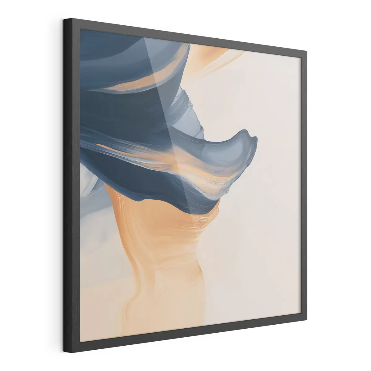 Affiche Composition aux tons bleu profond et pêche chaleureux, dans un style pictural contemporain f48883