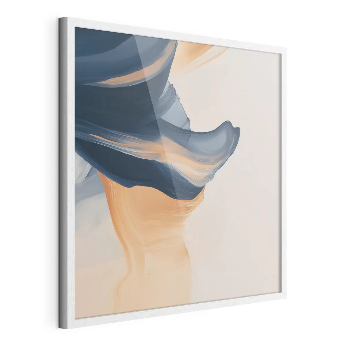 Affiche Composition aux tons bleu profond et pêche chaleureux, dans un style pictural contemporain f48883