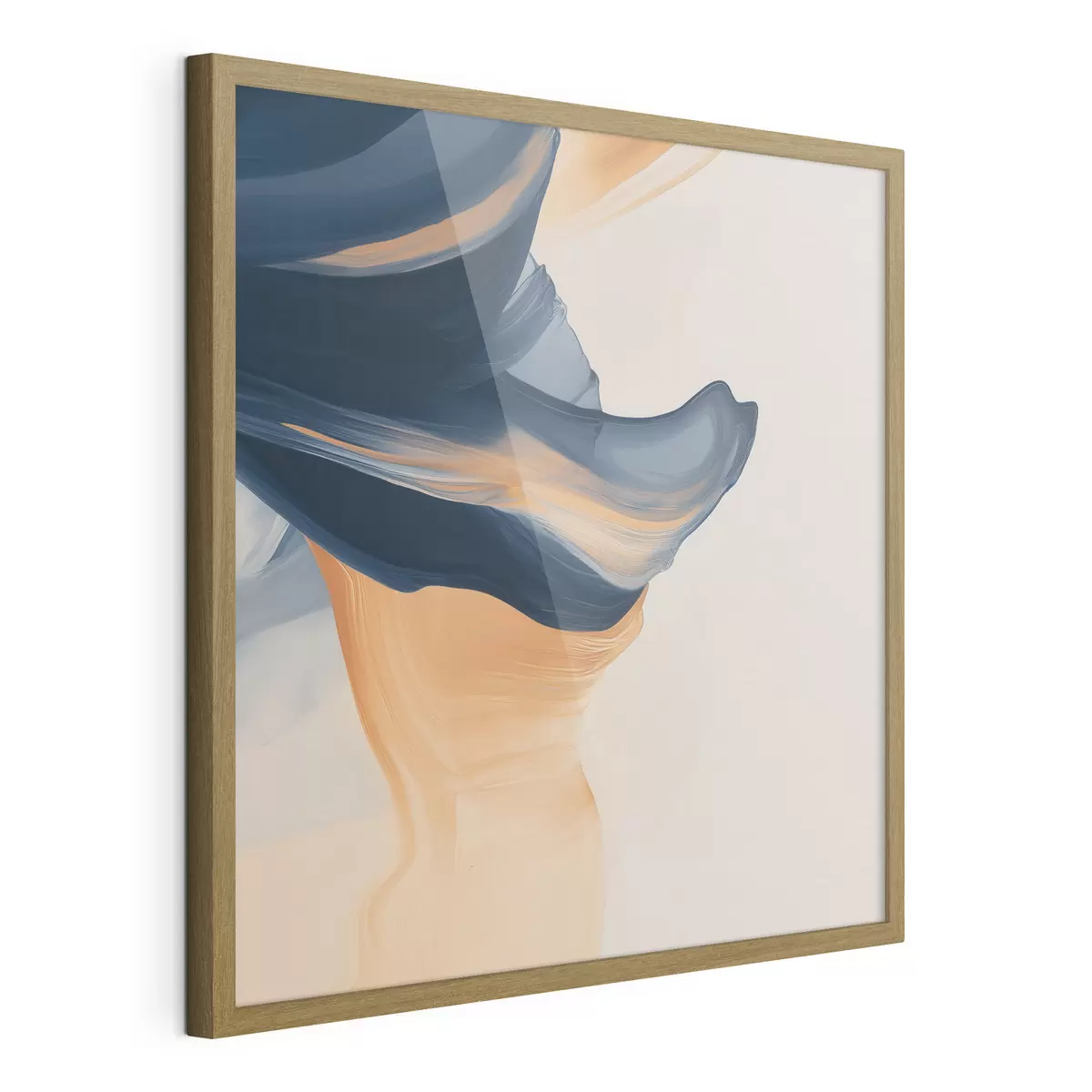 Affiche Composition aux tons bleu profond et pêche chaleureux, dans un style pictural contemporain f48883