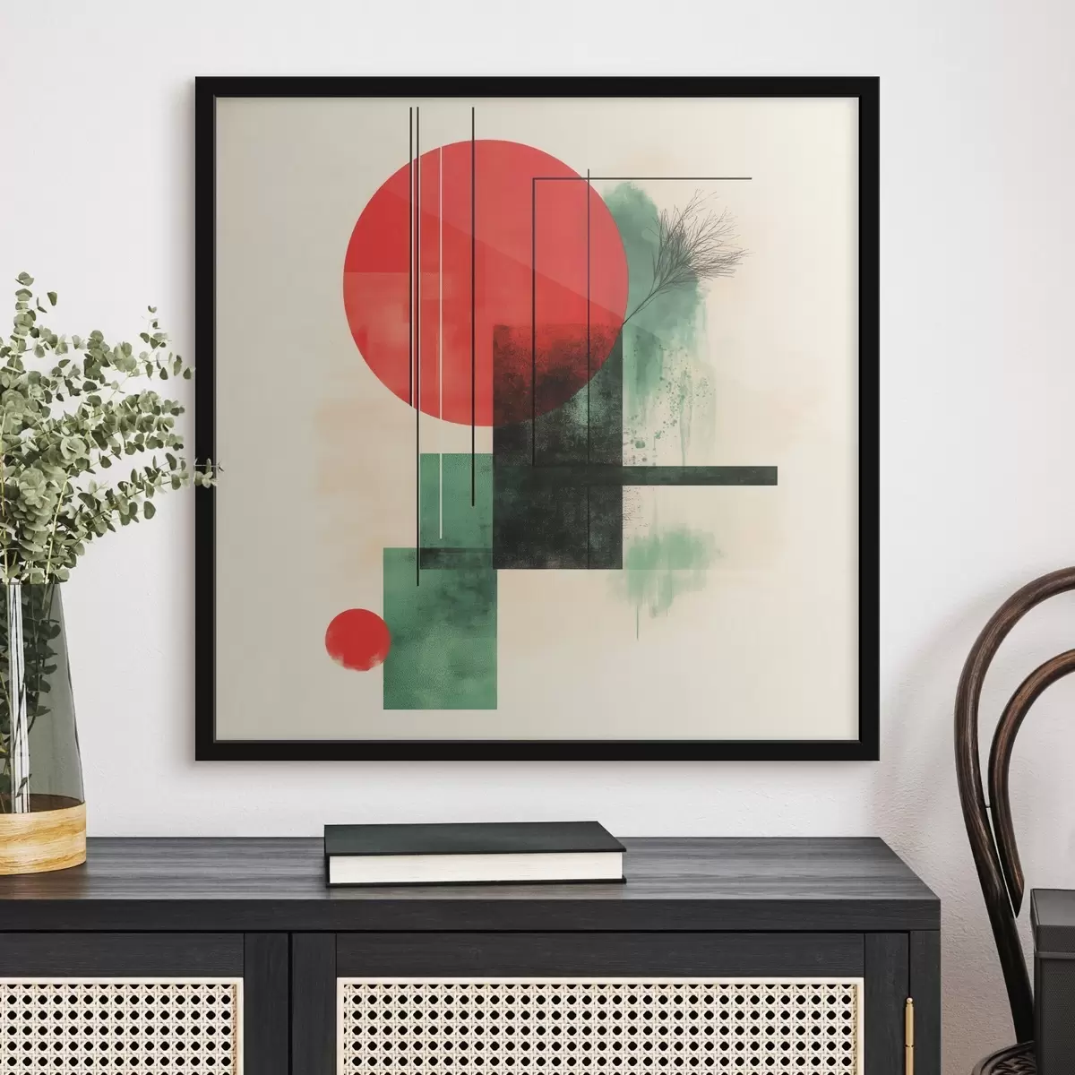 Affiche Composition artistique contemporaine aux lignes graphiques et aux éléments texturés f48887