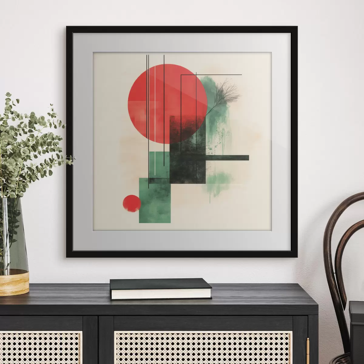 Affiche Composition artistique contemporaine aux lignes graphiques et aux éléments texturés f48887