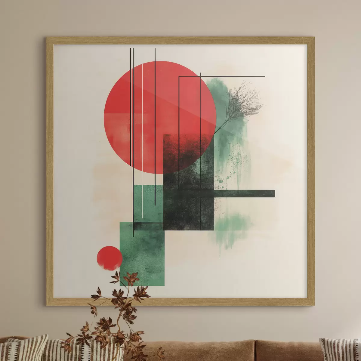 Affiche Composition artistique contemporaine aux lignes graphiques et aux éléments texturés f48887
