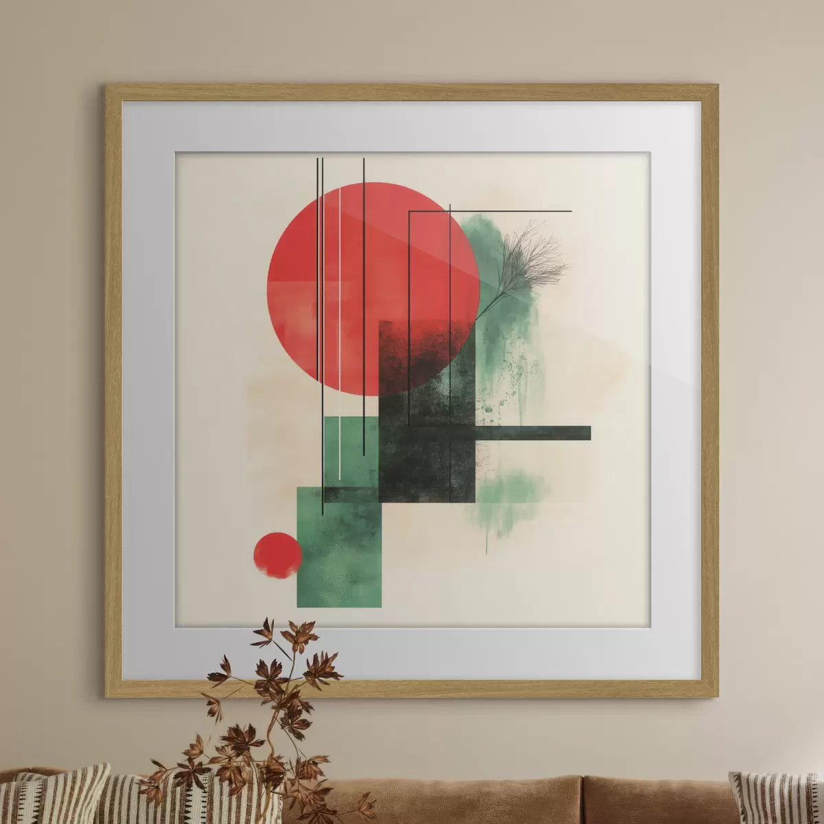 Affiche Composition artistique contemporaine aux lignes graphiques et aux éléments texturés f48887
