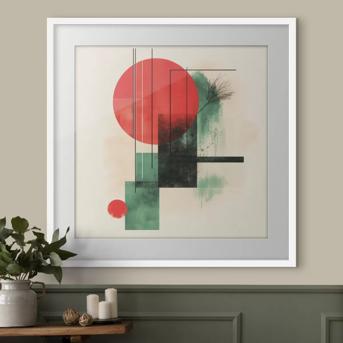 Affiche Composition artistique contemporaine aux lignes graphiques et aux éléments texturés f48887