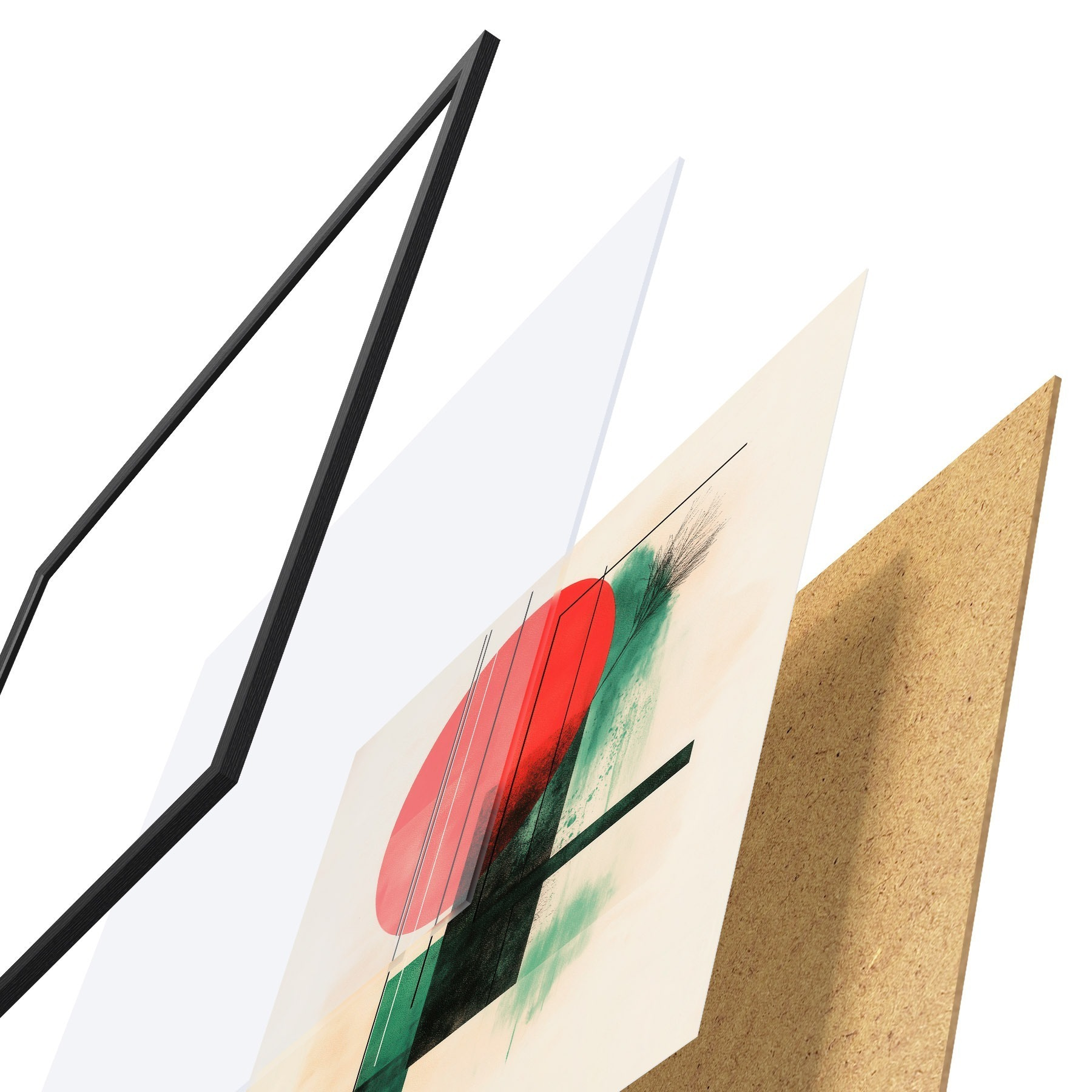 Affiche Composition artistique contemporaine aux lignes graphiques et aux éléments texturés f48887