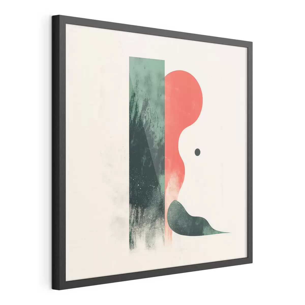 Poster Hedendaagse geometrische compositie met abstracte figuren in rood en groen f48888