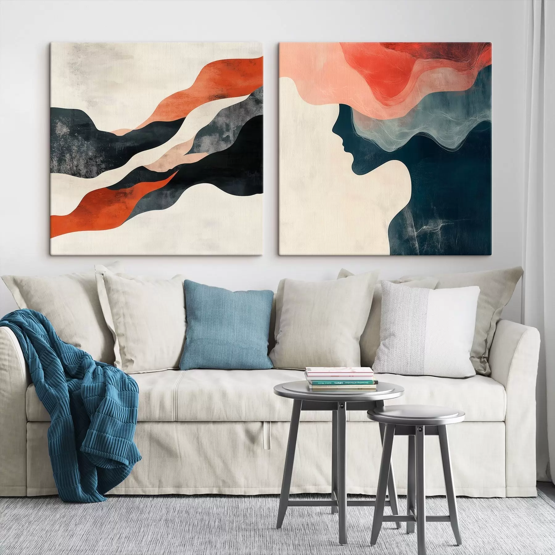  Peintures Composition décorative aux courbes douces et aux accents contrastés, dans un style pictural contemporain m30367
