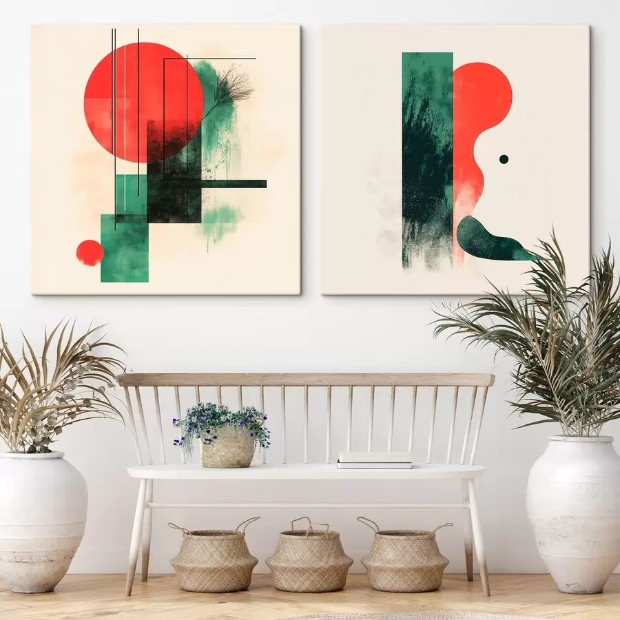  Peintures Un style d'intérieur contemporain et épuré, rehaussé de touches graphiques et de motifs floraux m30370