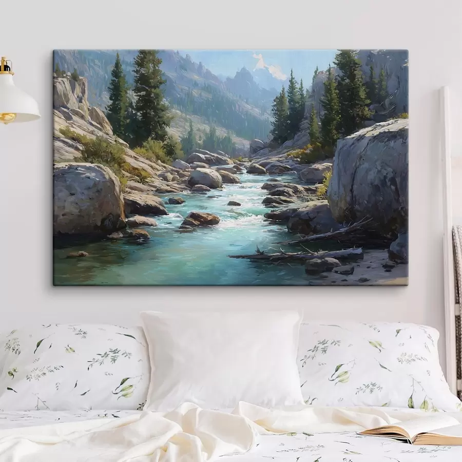  Peintures Une rivière de montagne pittoresque s49459