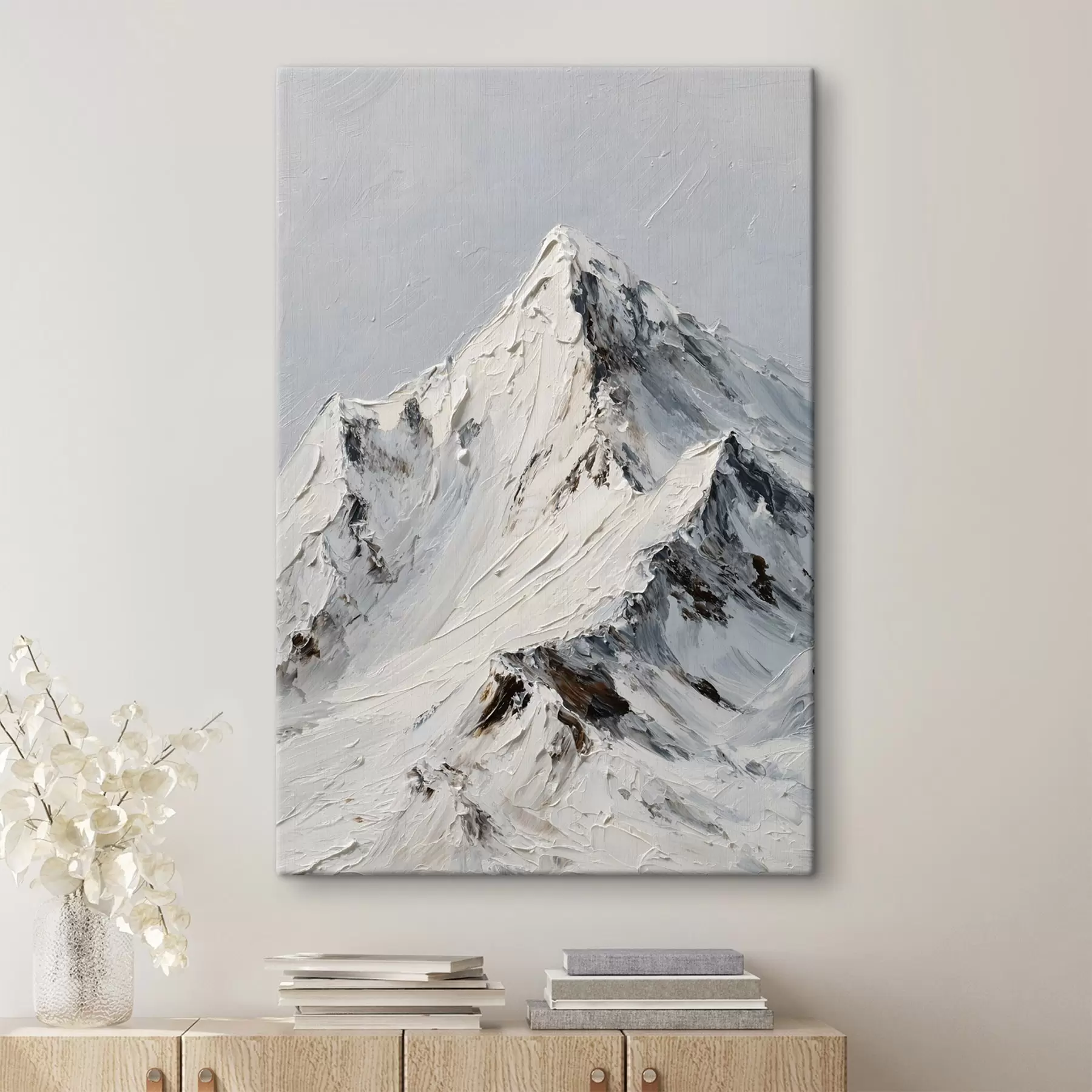  Peintures Des montagnes enneigées peintes dans un style impasto s49461