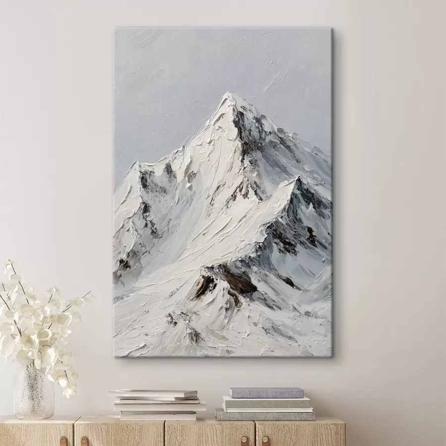  Peintures Des montagnes enneigées peintes dans un style impasto s49461
