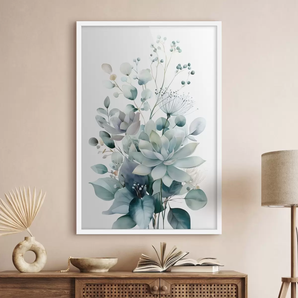 Affiche Plantes succulentes et autres plantes, dans un style aquarelle f49427