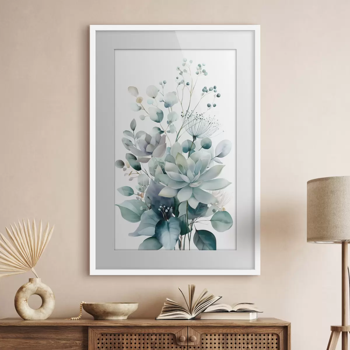 Affiche Plantes succulentes et autres plantes, dans un style aquarelle f49427