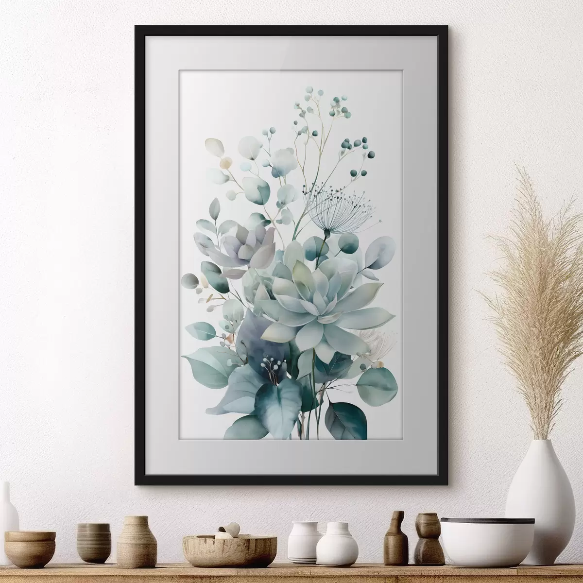 Affiche Plantes succulentes et autres plantes, dans un style aquarelle f49427