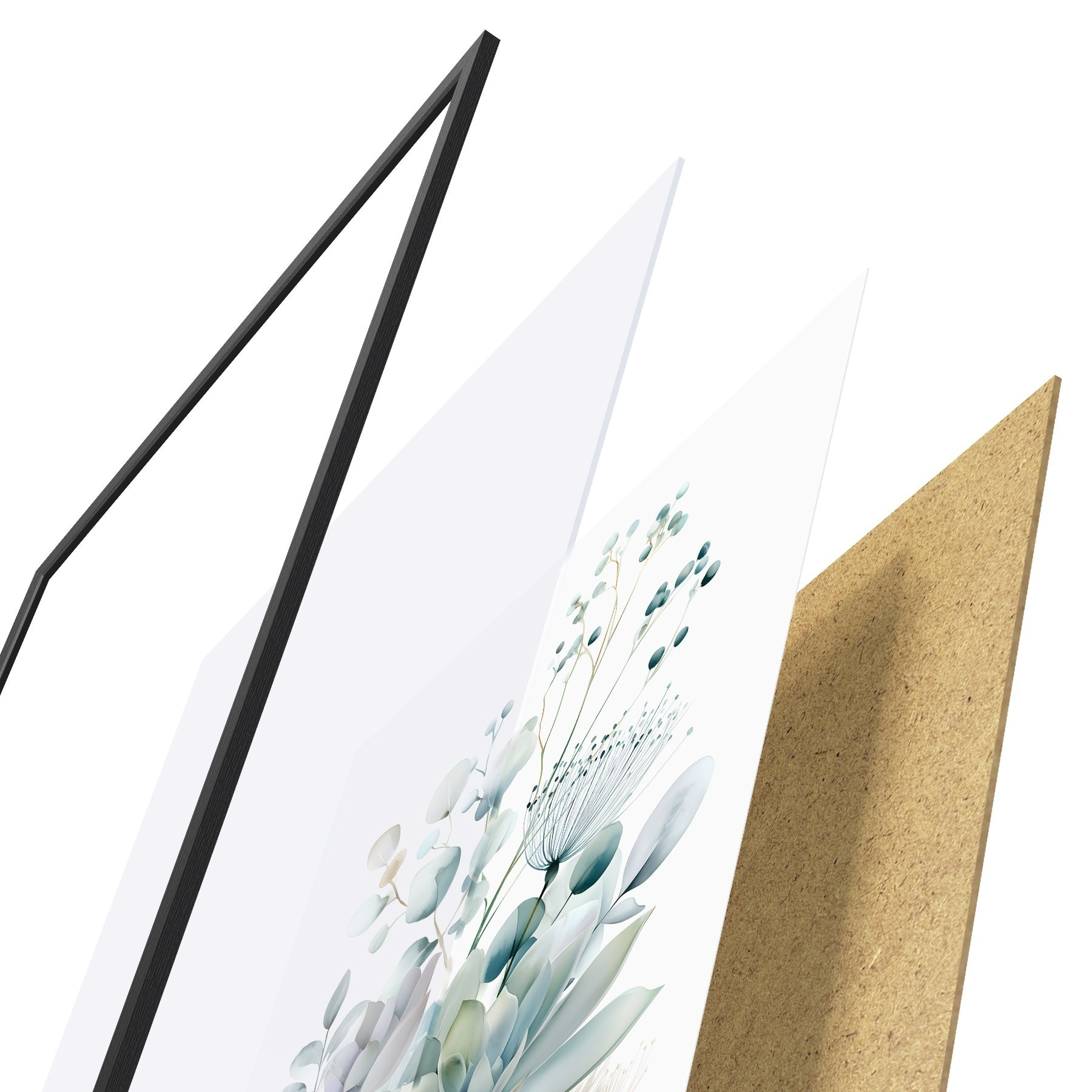 Affiche Plantes succulentes et autres plantes, dans un style aquarelle f49427