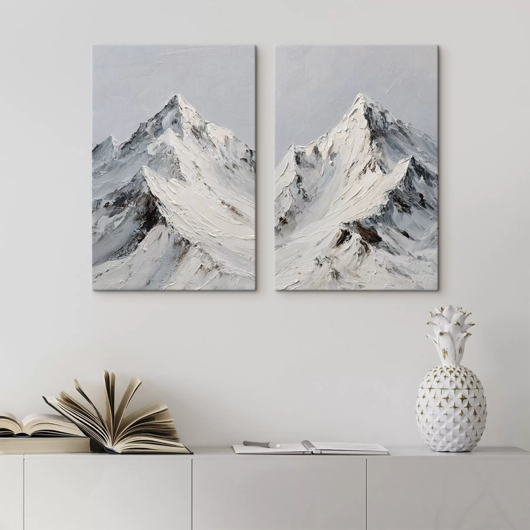  Peintures Des montagnes enneigées peintes dans un style impasto m30589