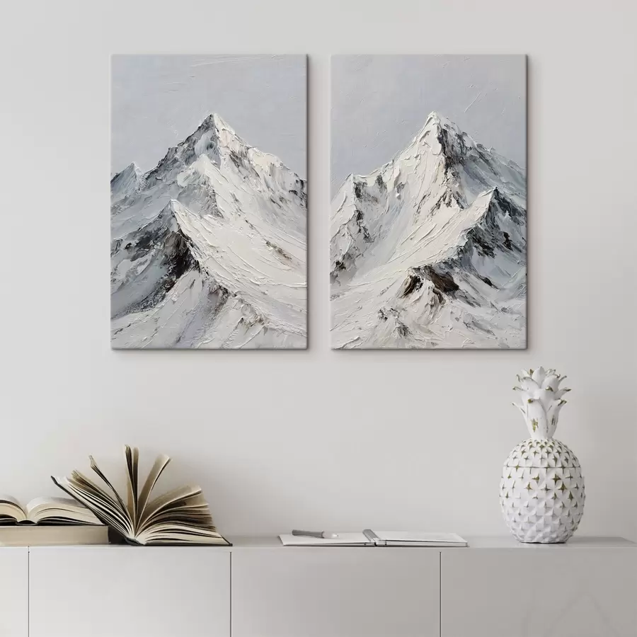  Peintures Des montagnes enneigées peintes dans un style impasto m30589
