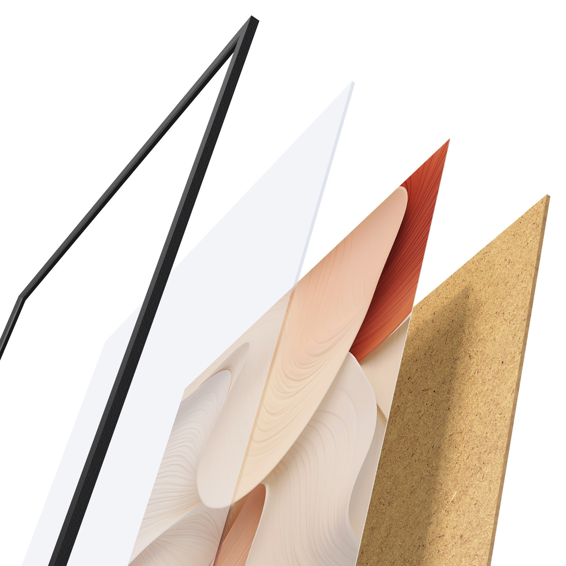 Affiche Des formes abstraites aux lignes douces et fluides, dans des tons crème et beige f49488