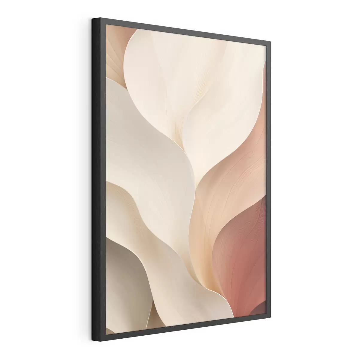 Affiche Des formes abstraites aux lignes douces et fluides, dans des tons crème et beige f49489