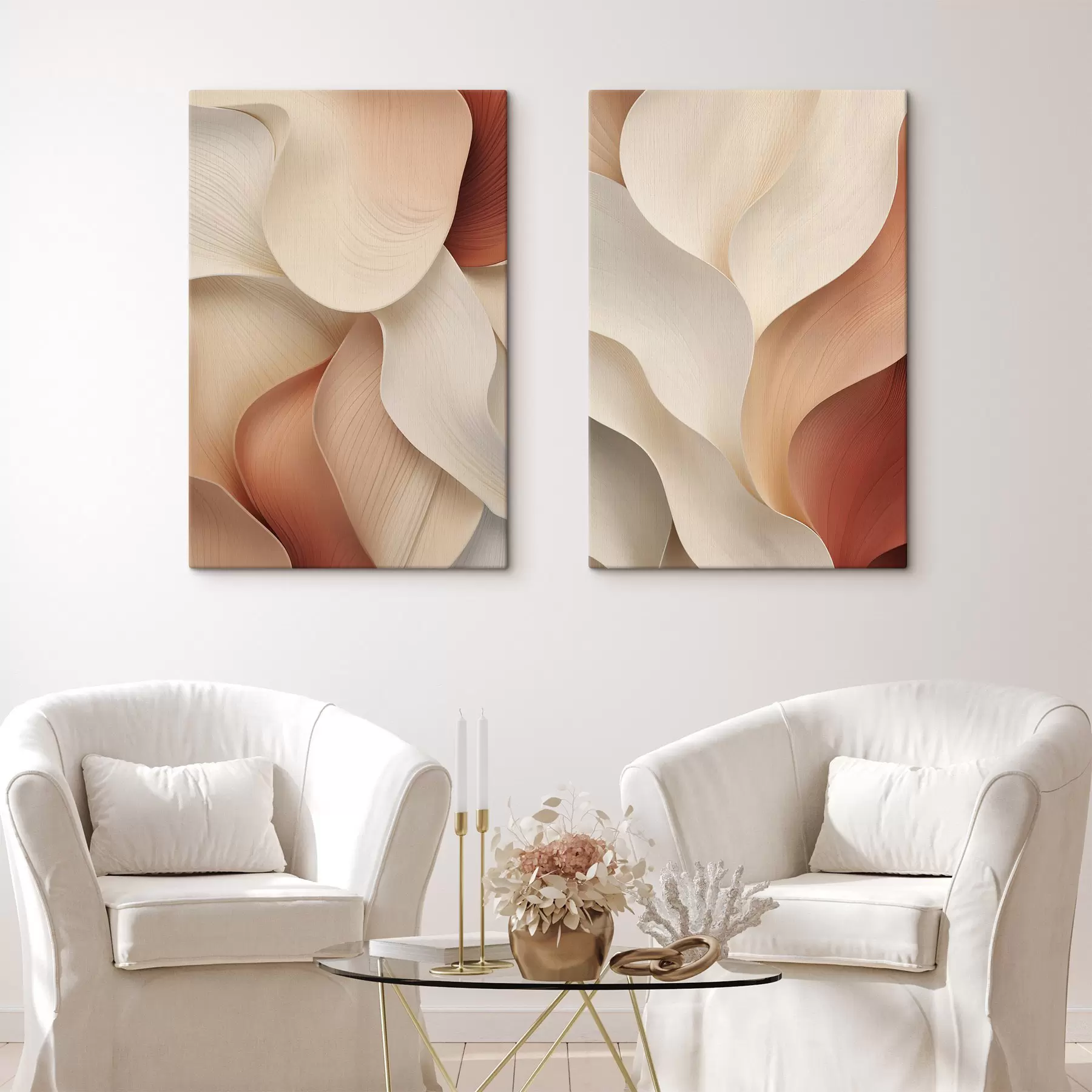  Peintures Fleurs blanches texturées aux pétales délicats sur fond abstrait m30580