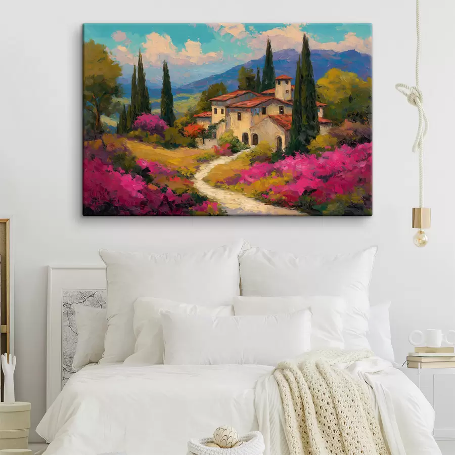 Peintures Un petit sentier bordé de fleurs s49526