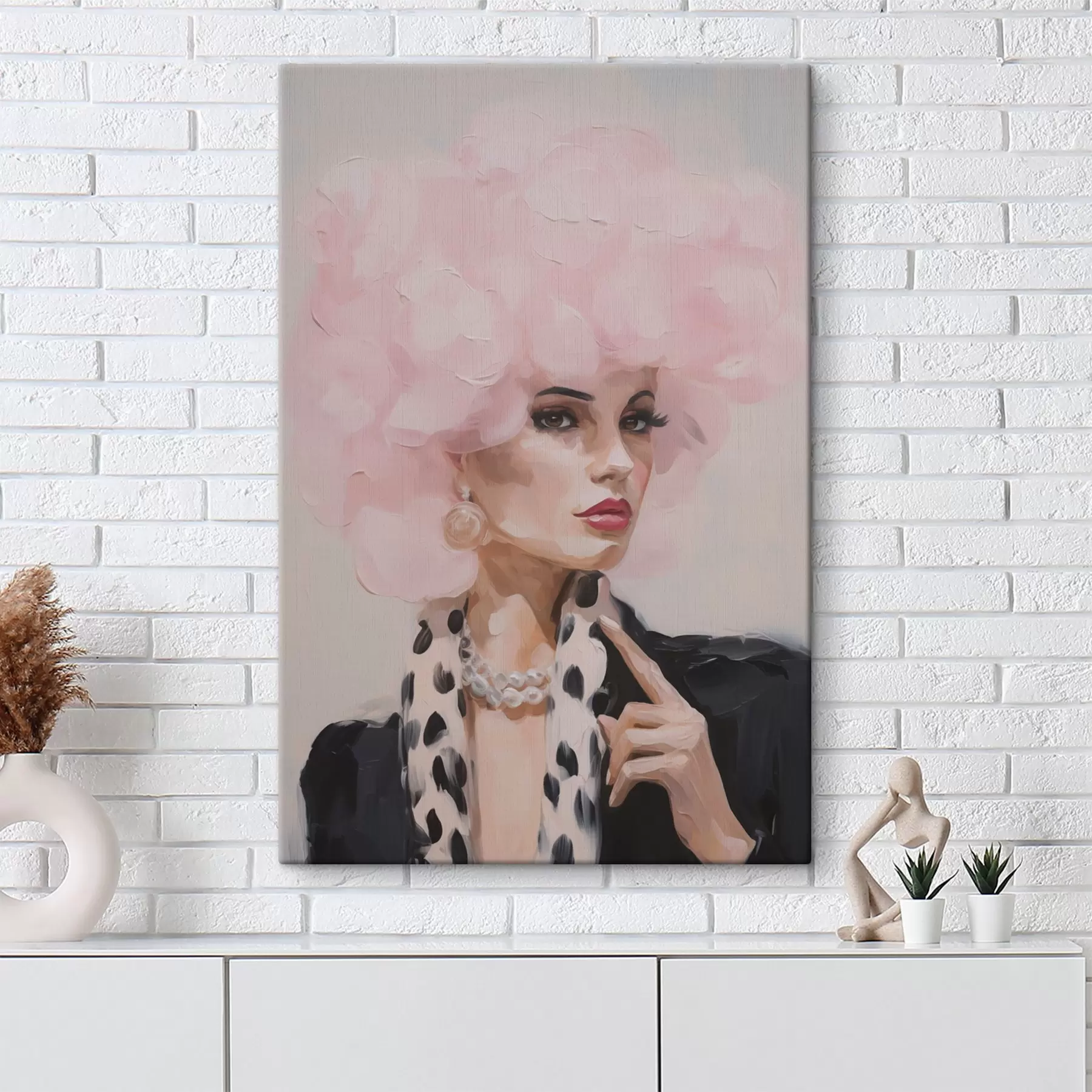  Schilderijen Stijlvol schilderij in imitatietechniek van een vrouw s49509