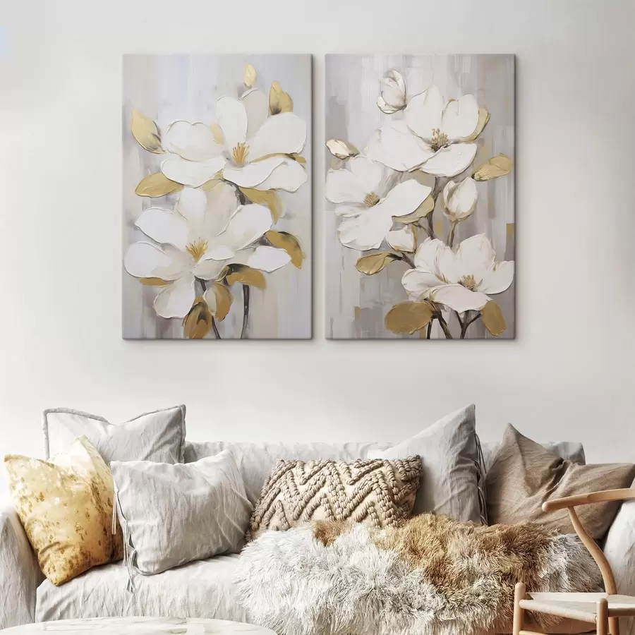 Fotobehang Gestileerde bloemen, geïnspireerd op een schilderij m30592