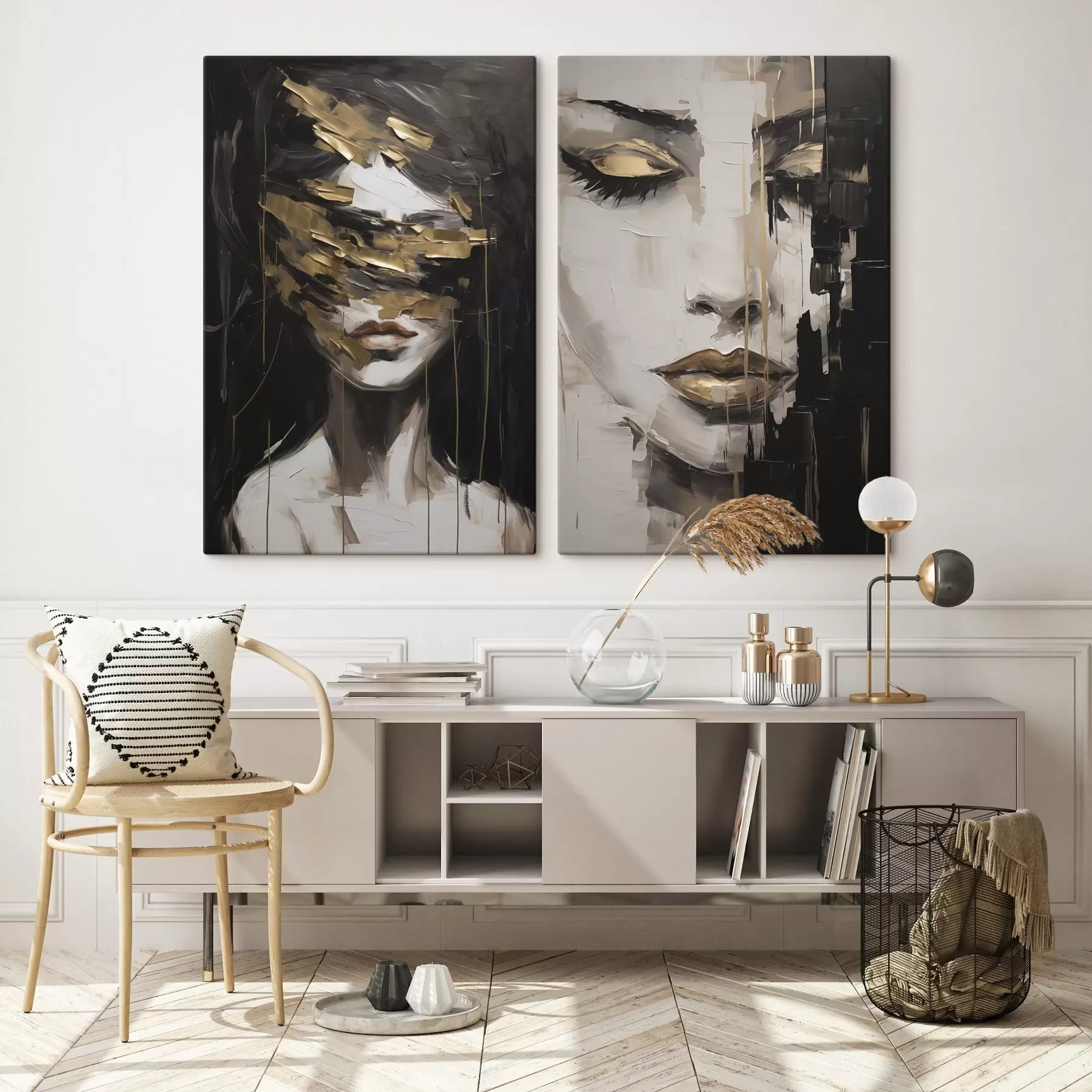  Peintures Portrait féminin abstrait imitant la peinture m30594