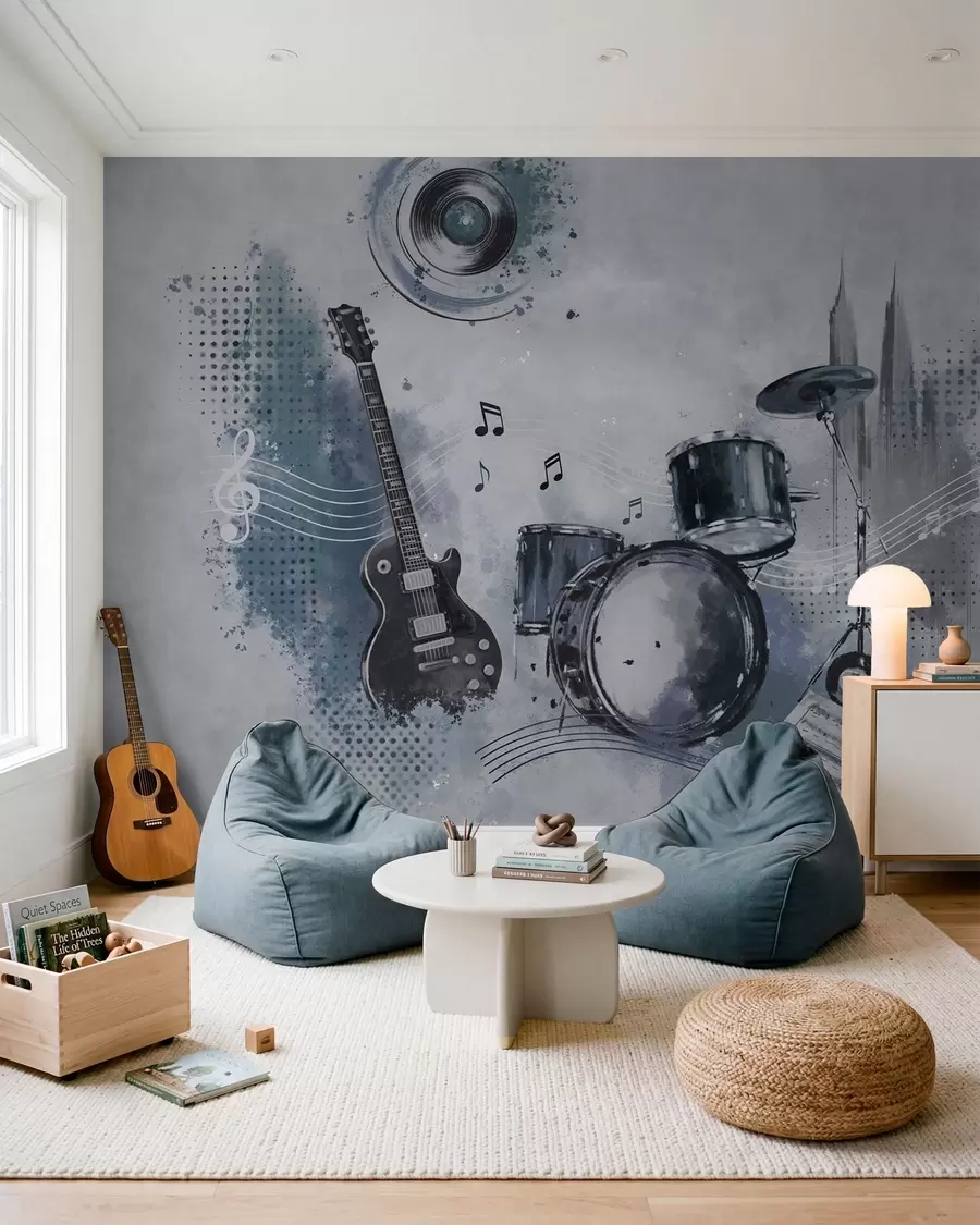 Papier peint photo Rythme sur un mur gris w05546