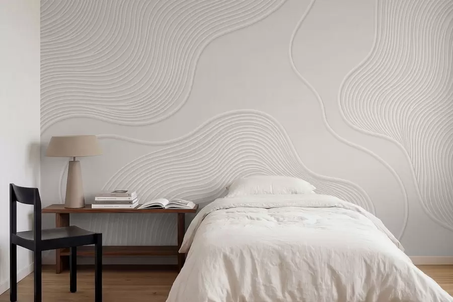 Fotobehang Abstracte reliëfafbeelding met vloeiende golvende lijnen w05689