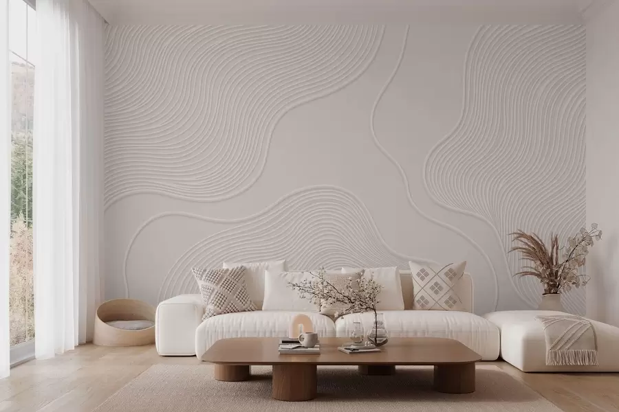 Fotobehang Abstracte reliëfafbeelding met vloeiende golvende lijnen w05689