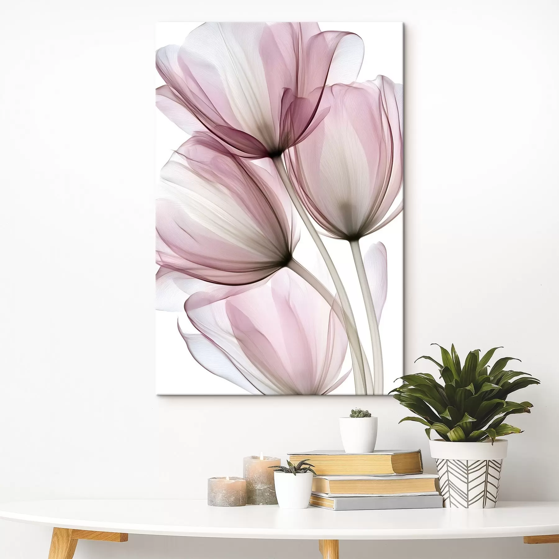  Schilderijen elegante, halfdoorzichtige tulpen s49565