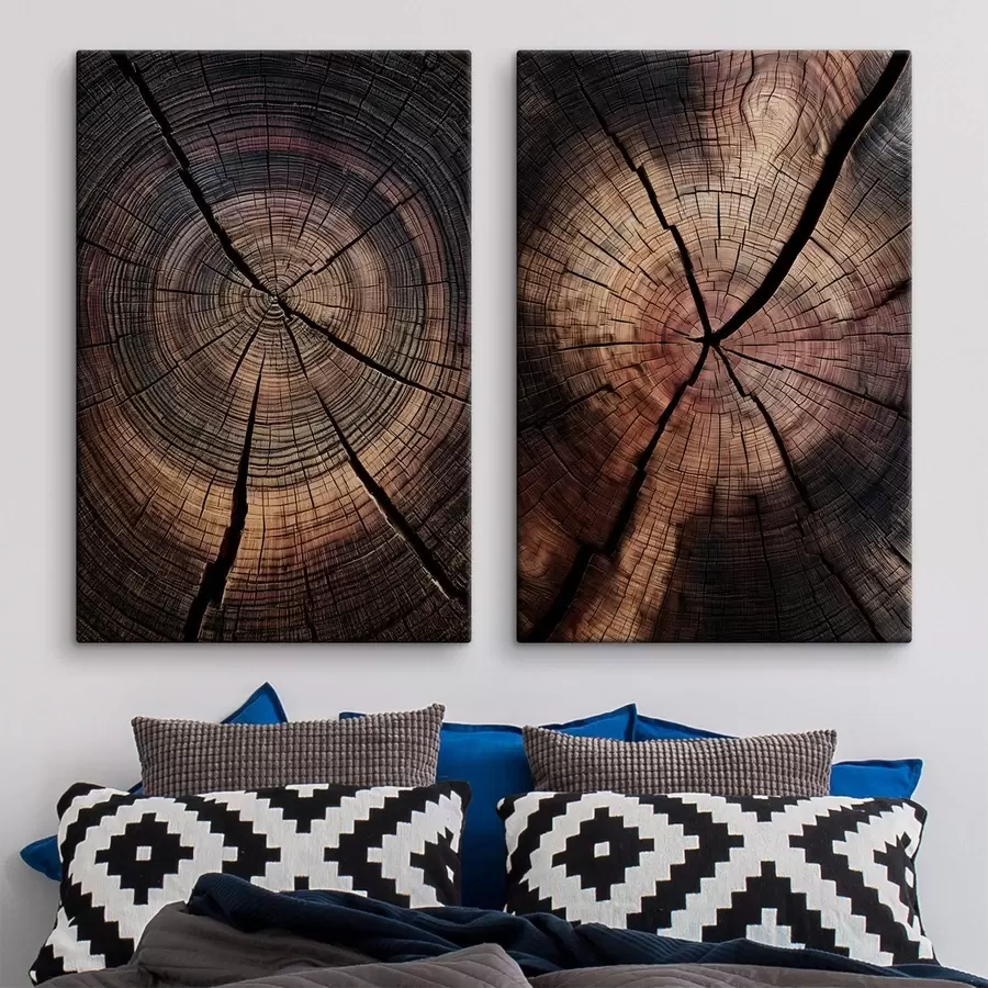Fotobehang een doorsnede van roodhout m30621