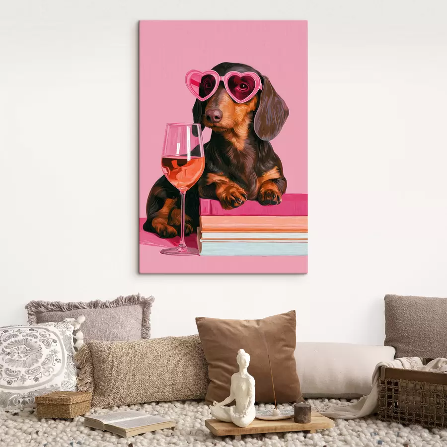  Peintures Un teckel portant des lunettes roses s49606